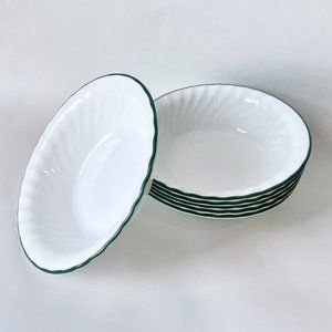 Corelle by Corning Green Rimmed Swirl Cereal Salad Soup Porcelain Bowl Set